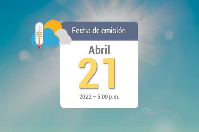 Pronóstico de lluvias semanal,  abril 22 al 28 de 2022