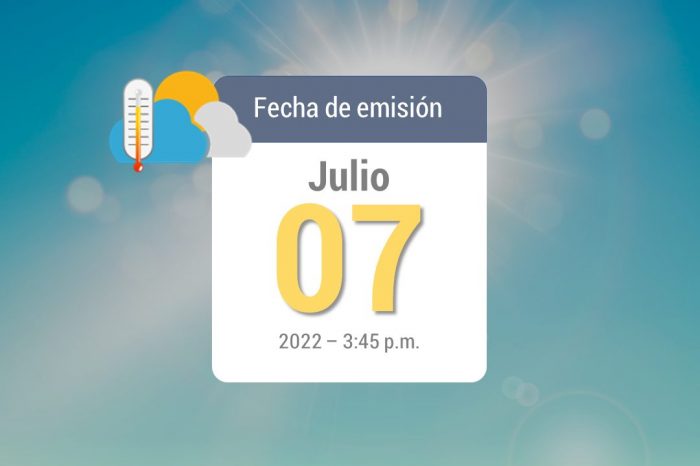 Pronóstico de lluvias semanal,  julio 08 al 14 de 2022