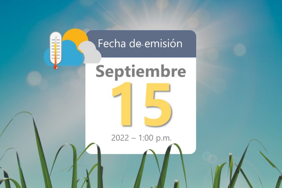 Pronóstico del tiempo, 15 sep2022 Cenicaña